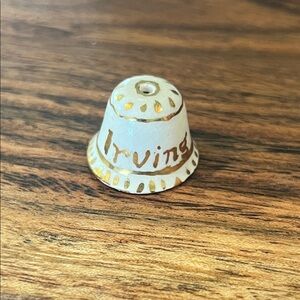 Miniature Hand Painted Ceramic Bell with Gold Accents